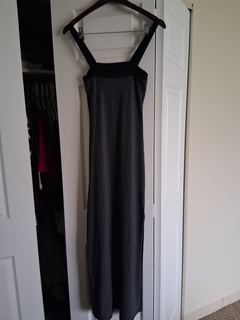 Black Pinstripe Maxi Dress